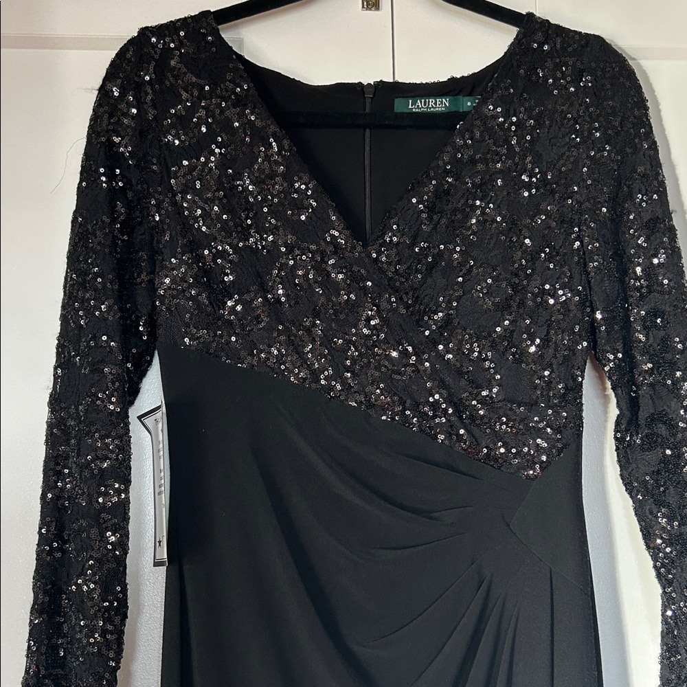 Stunning Black Sequin Long Sleeve Dress